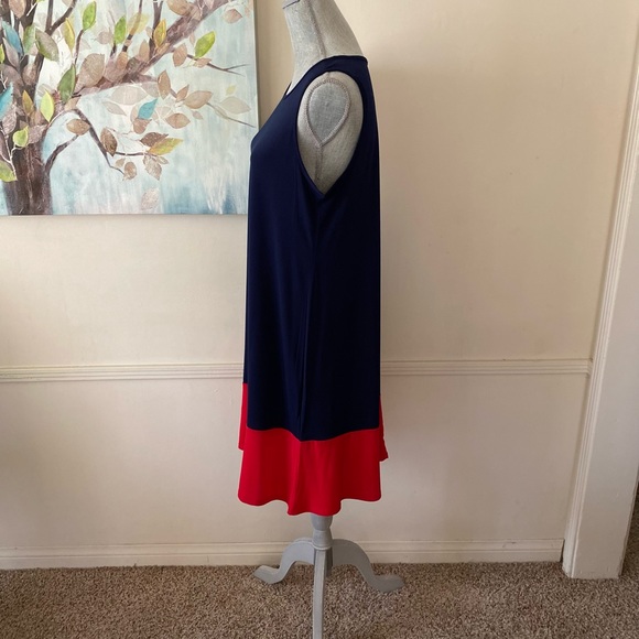 COLDWATER CREEK 💙NAVY BLUE & RED❤️ CASUAL SLEEVELESS  SLIP ON DRESS SIZE MEDIUM - Picture 3 of 10